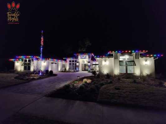 residential Christmas light design flag pole light wrap multi color holiday lights