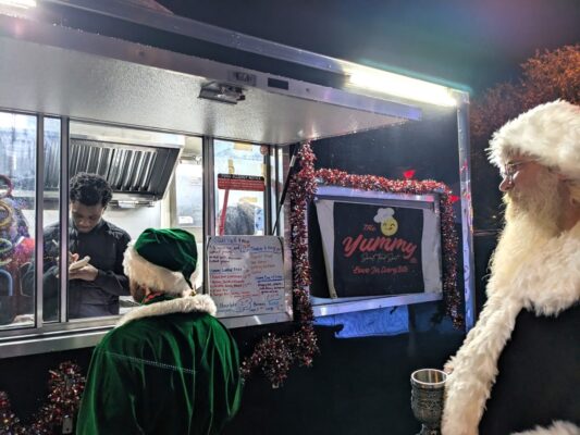 santa clause trys food vendors at winter wonderland gainesville
