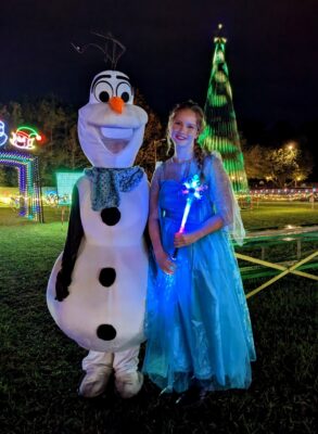 snow queen and olaf at winter wonderland gainesville